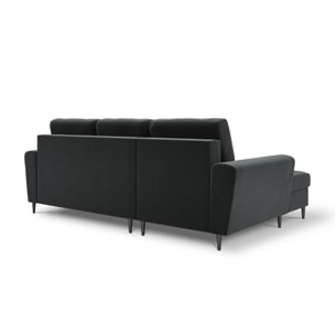 Canapé d'angle gauche convertible avec coffre de rangement "Kyoto" 4 places en velours gris foncé