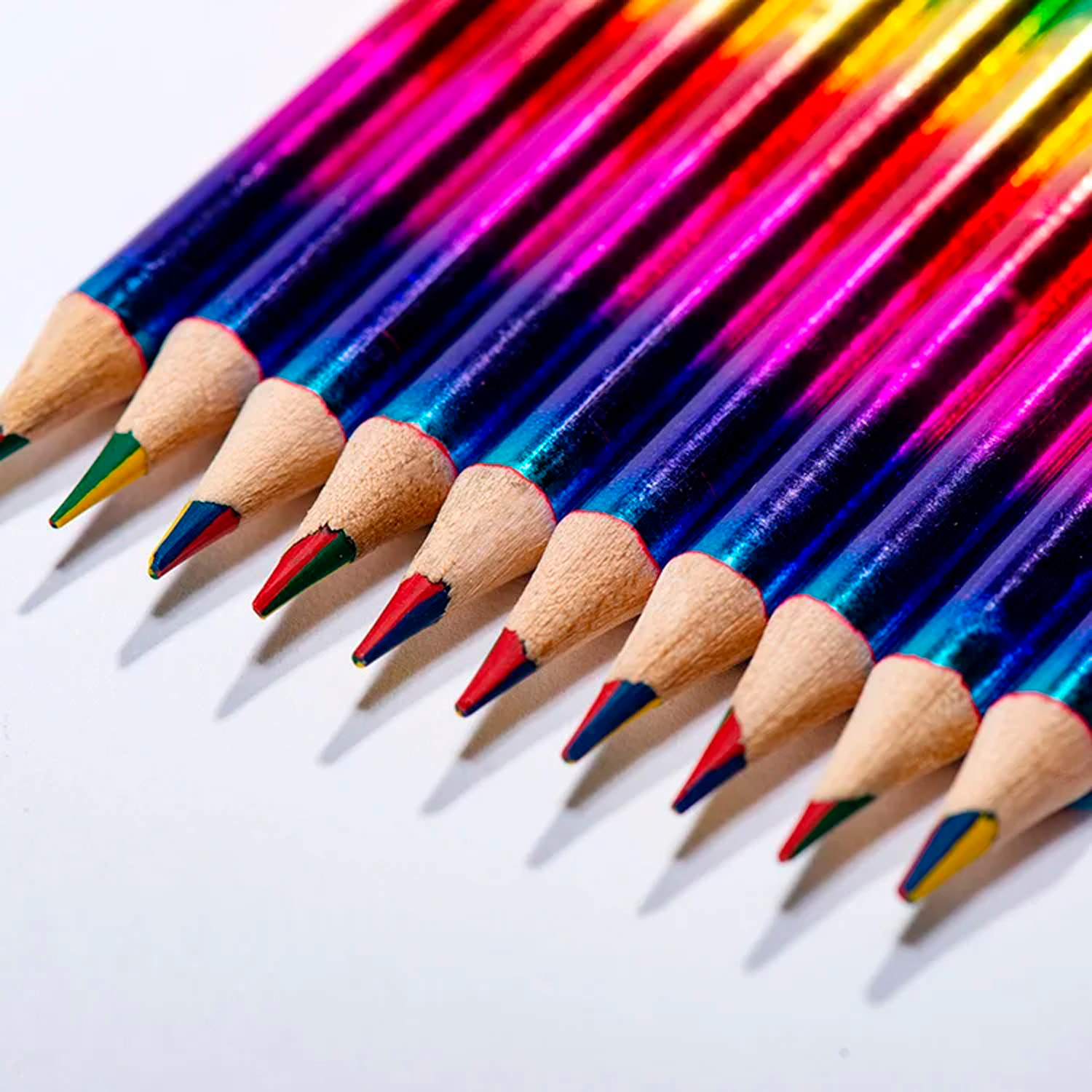 Set 12 lapiceros madera magic rainbow