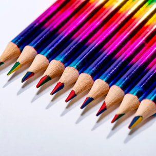Set 12 lapiceros madera magic rainbow