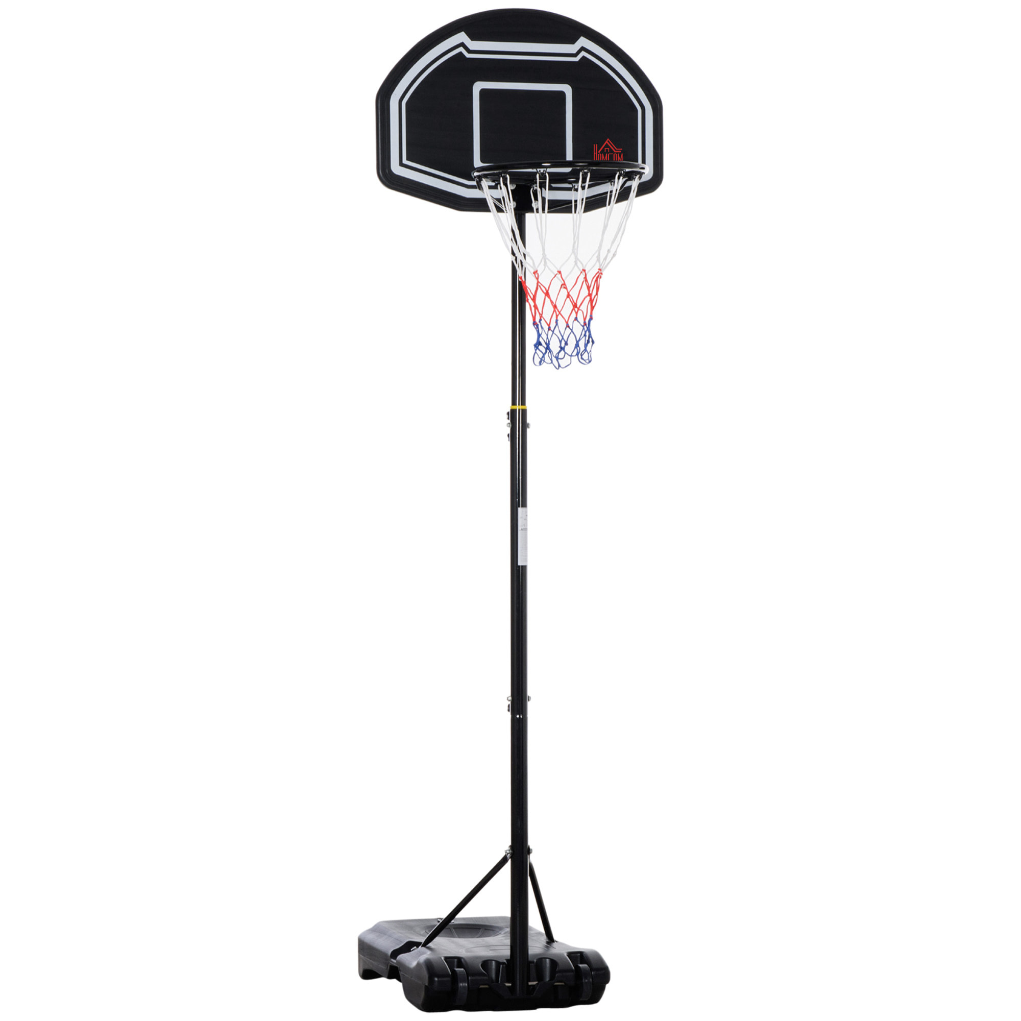 Panier de basketball sur pied hauteur réglable H.197-254 cm lestage roulettes noir blanc