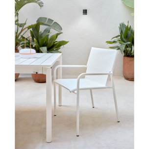 Silla de exterior apilable Zaltana de aluminio con acabado pintado blanco mate