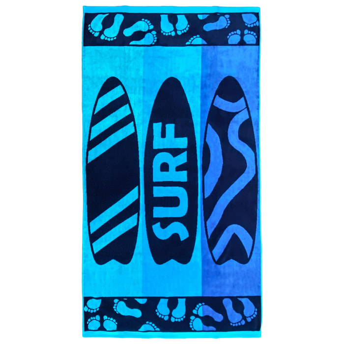 Serviette de plage éponge velours Jacquard - Obidos - 90x170cm - 400g/m²