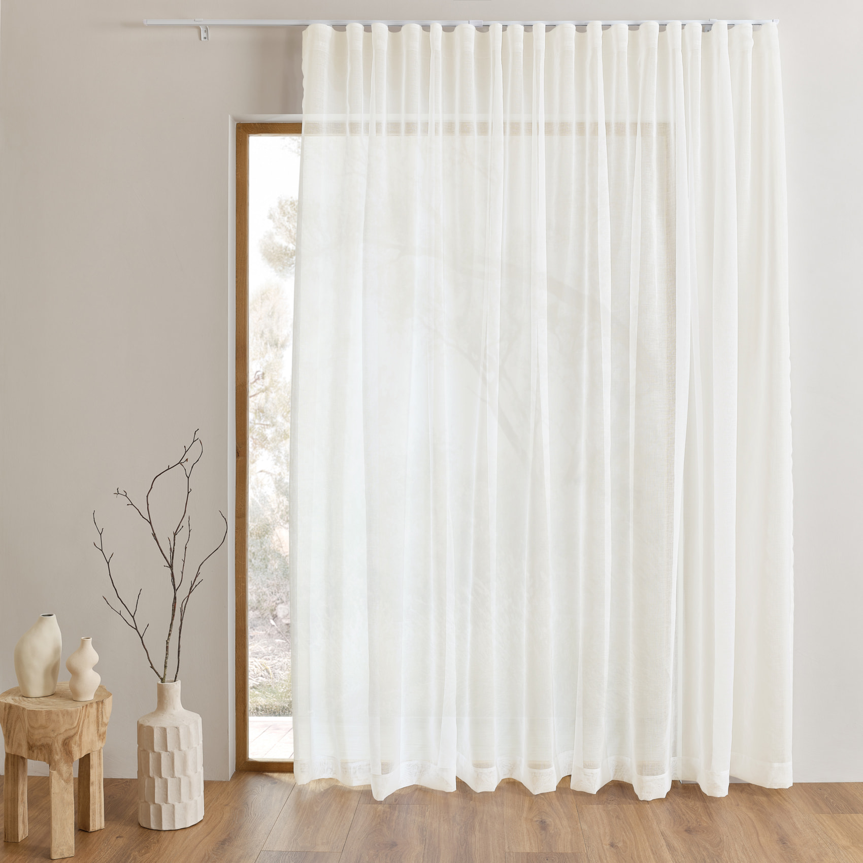 Kit rail extensible + Voilage wave - Ivoire