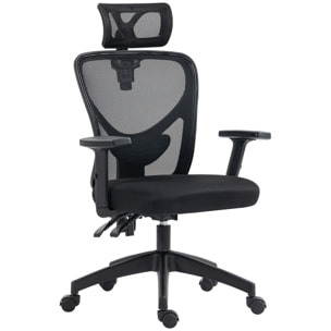 Fauteuil de bureau manager grand confort réglable dossier ergonomique inclinable pivotant tissu maille noir