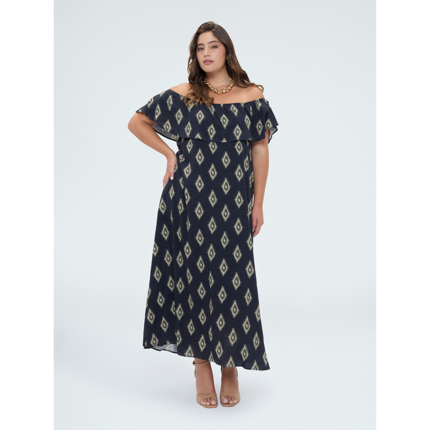 Fiorella Rubino - Vestito Chill off-shoulder con stampa - Nero