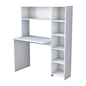 Scrivania Arapaho, Scrittoio multiuso, Tavolo per ufficio porta PC, Piano di lavoro, 113x40h142 cm, Bianco