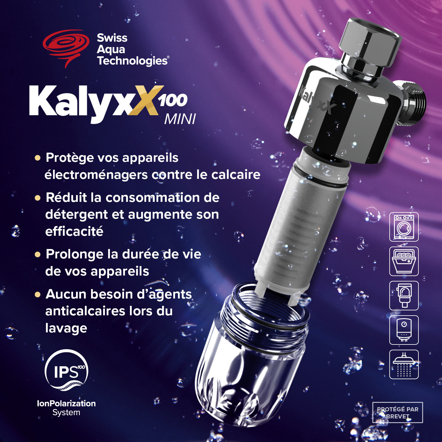 Adoucisseur d'eau Anticalcaire Antibacterien innovant IPS 100 Kalyxx MINI G 3/8" femelle (IPSKXMG38T)