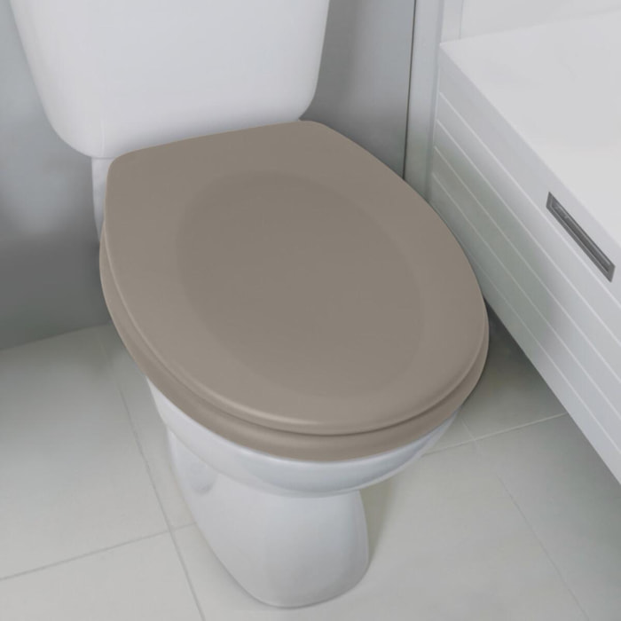 Abattant wc Thermo dur avec frein de chute NEELA Taupe mat - Charnières ABS Chromé Spirella