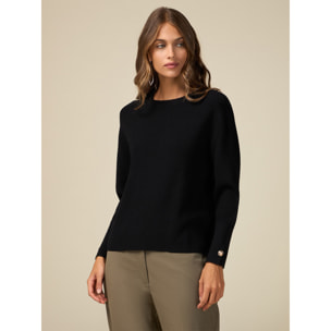 Oltre - Suéter de cuello redondo con botones - Negro