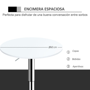 Mesa de Bar Regulable en Altura con Base Antideslizante Ø60x69-93 cm Blanco