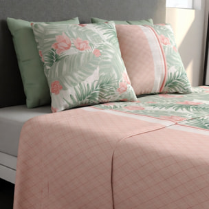 Parure de draps imprimé 100% coton - bora - rose clair