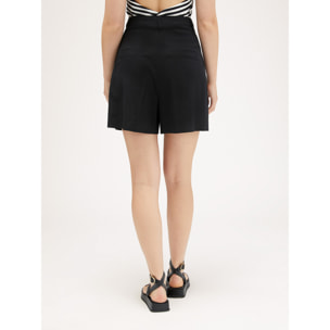 Motivi - Short plisado mezcla de lino - Negro