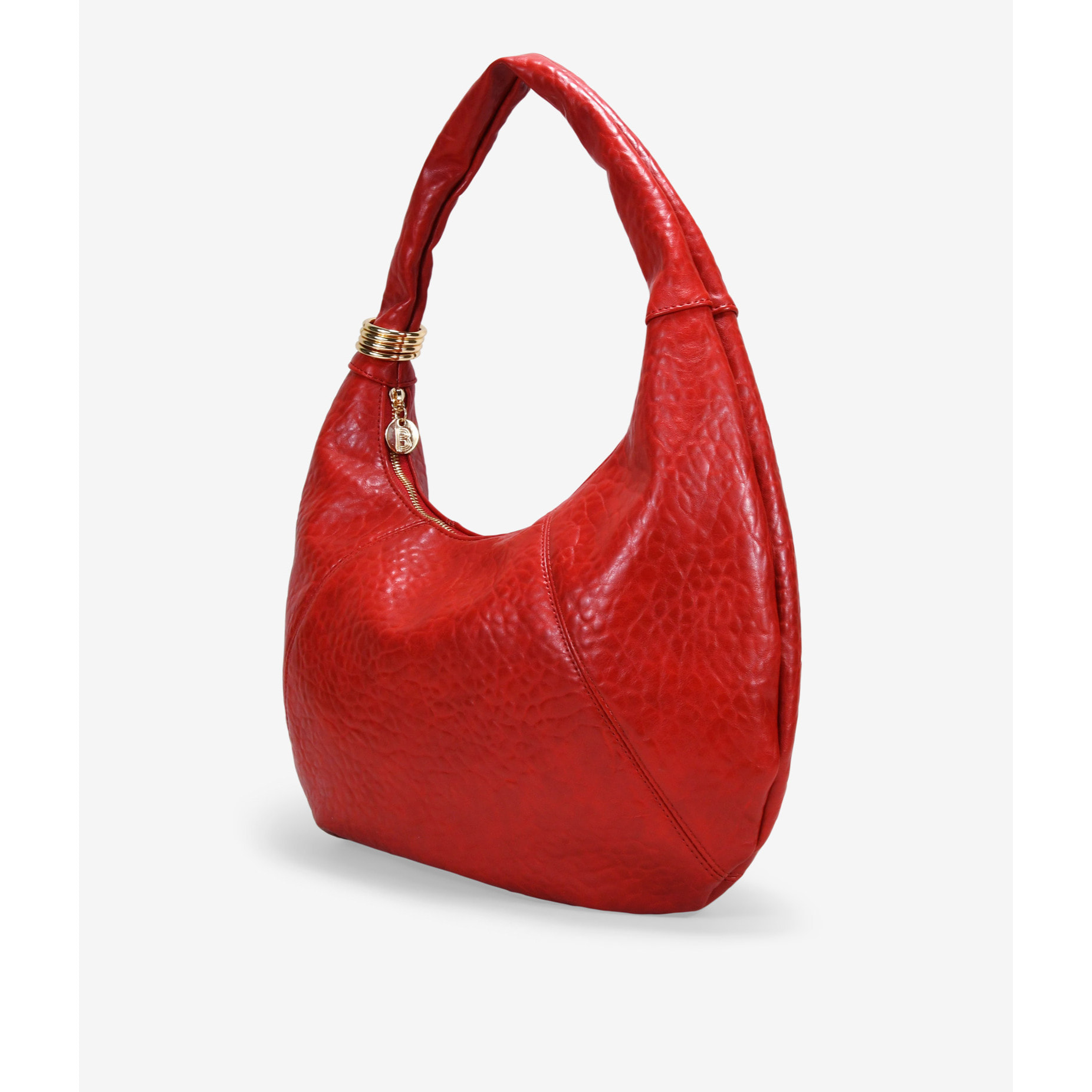 Bolso de hombro rojo con detalle metálico