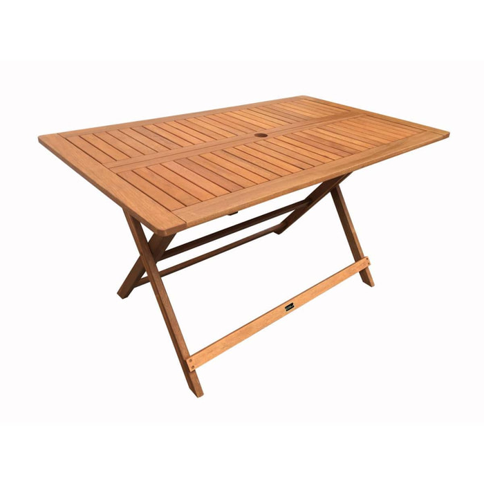 Table pliante bois exotique ''Hong Kong'' - Maple - 135 x 80 cm - Marron clair