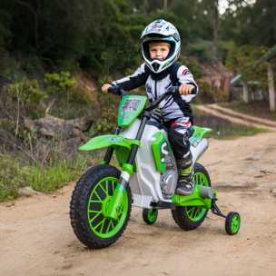 Moto Eléctrica para Niños de +3 Años 12V Moto de Juguete Infantil con 2 Ruedas de Equilibrio Velocidad 3-8 km/h Arranque Suave 106,5x51,5x68 cm Verde