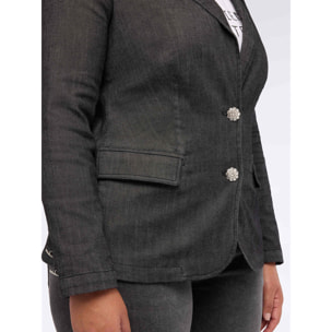 Fiorella Rubino - Blazer de mezclilla con botones joya - Negro