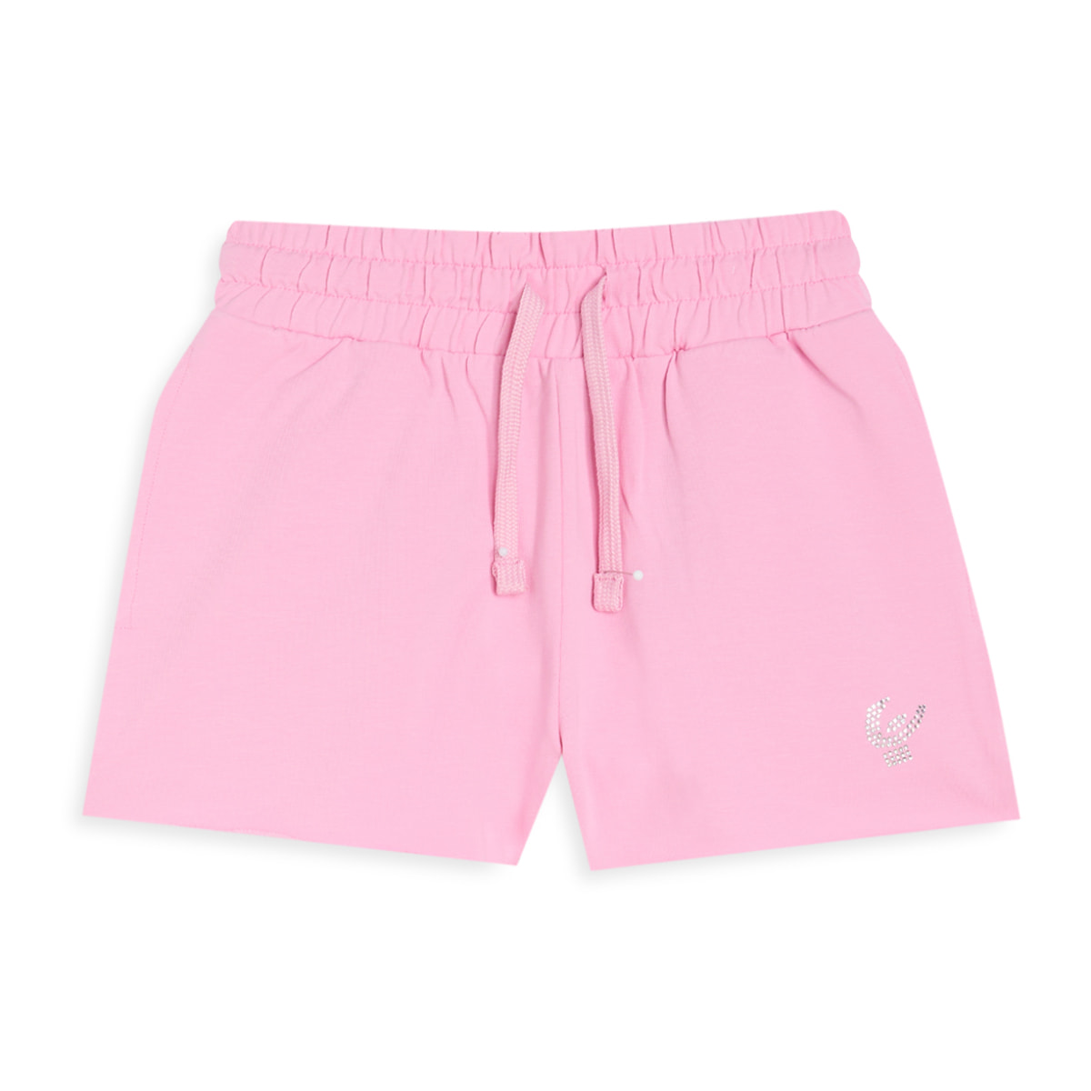 Shorts Bambina in Cotone Elasticizzato con Logo in Strass