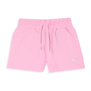Shorts Bambina in Cotone Elasticizzato con Logo in Strass