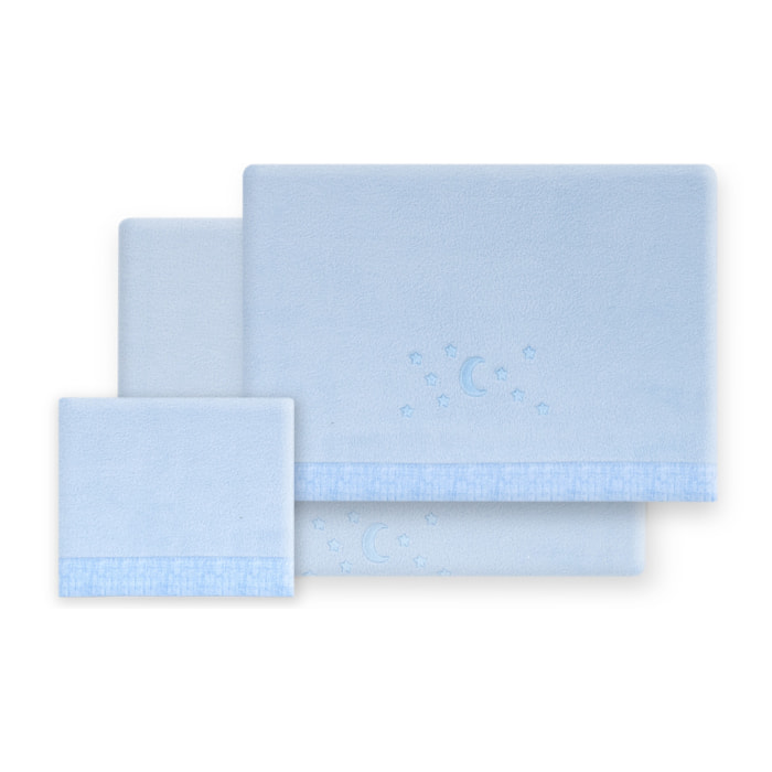 Triptico Coche Coralina D. Algodon Luna Estrellas Azul