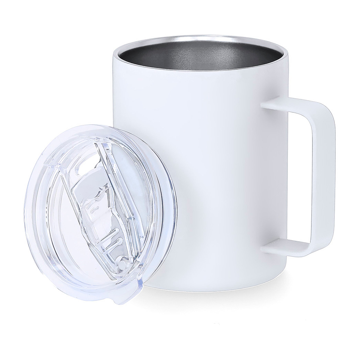 Taza térmica en acero inox de doble pared y 400 ml de capacidad. Incluye tapa de cierre a presión, con dosificador de fácil apertura, libre de BPA.