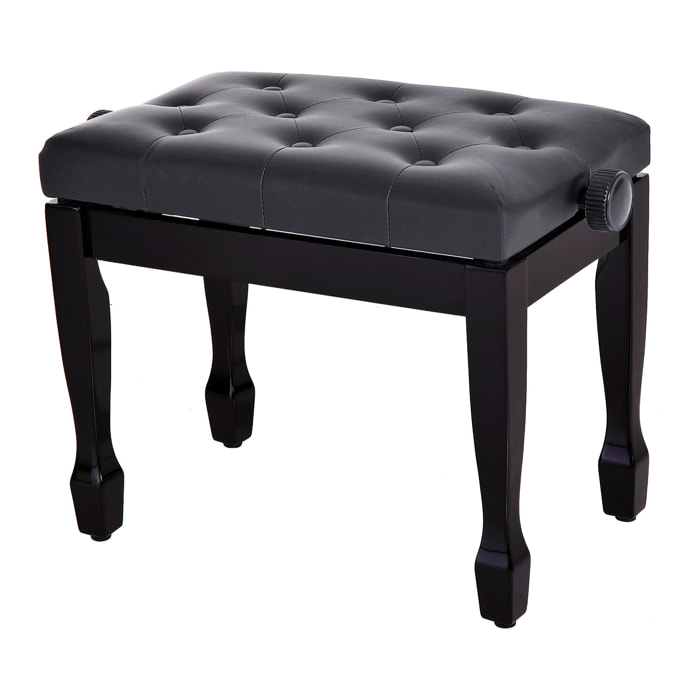 HOMCOM Banquette piano tabouret siege hauteur reglable noir bois revêtement synthétique