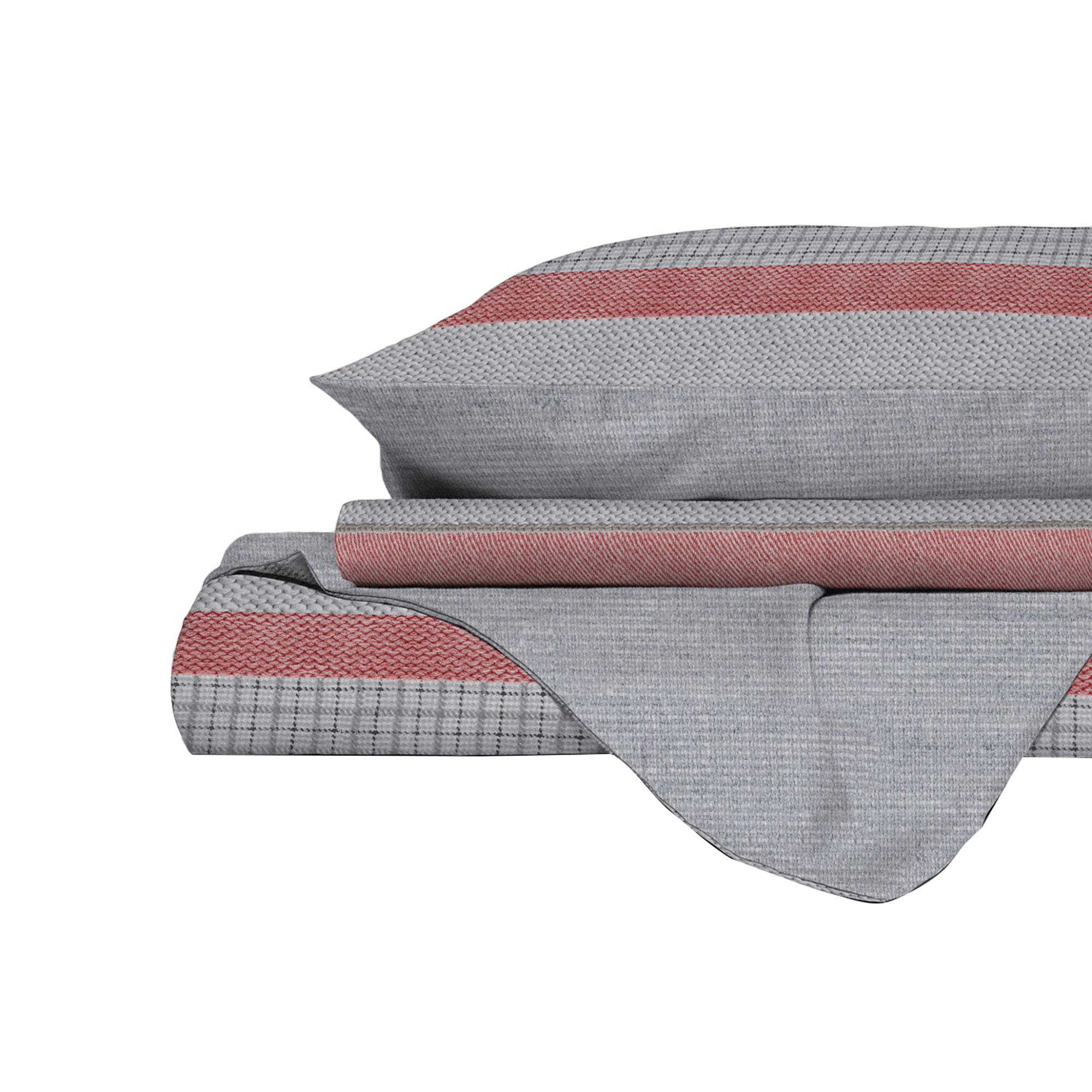 PARURE COPRIPIUMINO ATHENA, 100% Cotone, Made in Italy - BELEN ROSSO