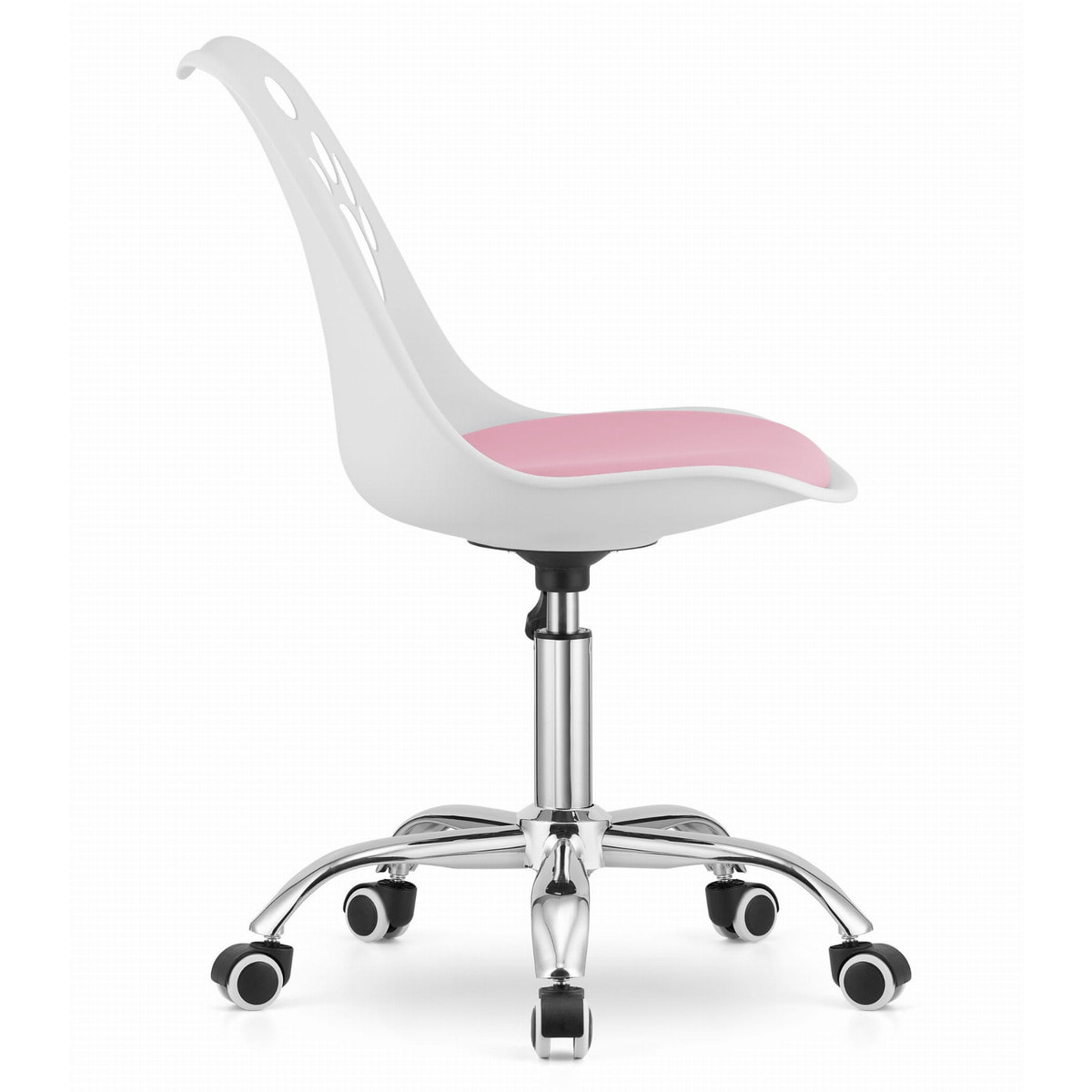 Sedia girevole PRINT bianco-rosa con decoro a zampe per bambini e ragazzi
