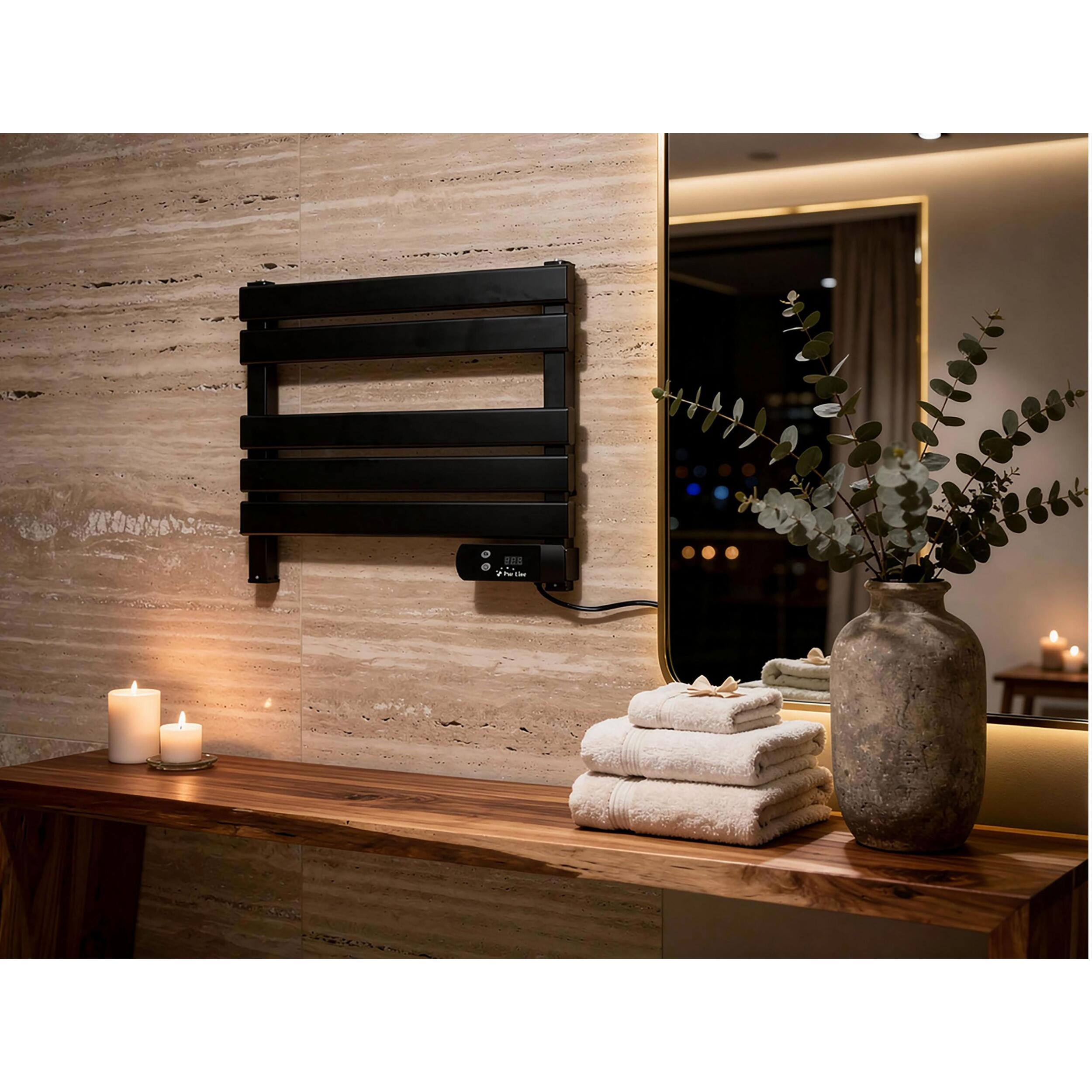 Toallero eléctrico compacto negro 100W NTW-08 PURLINE