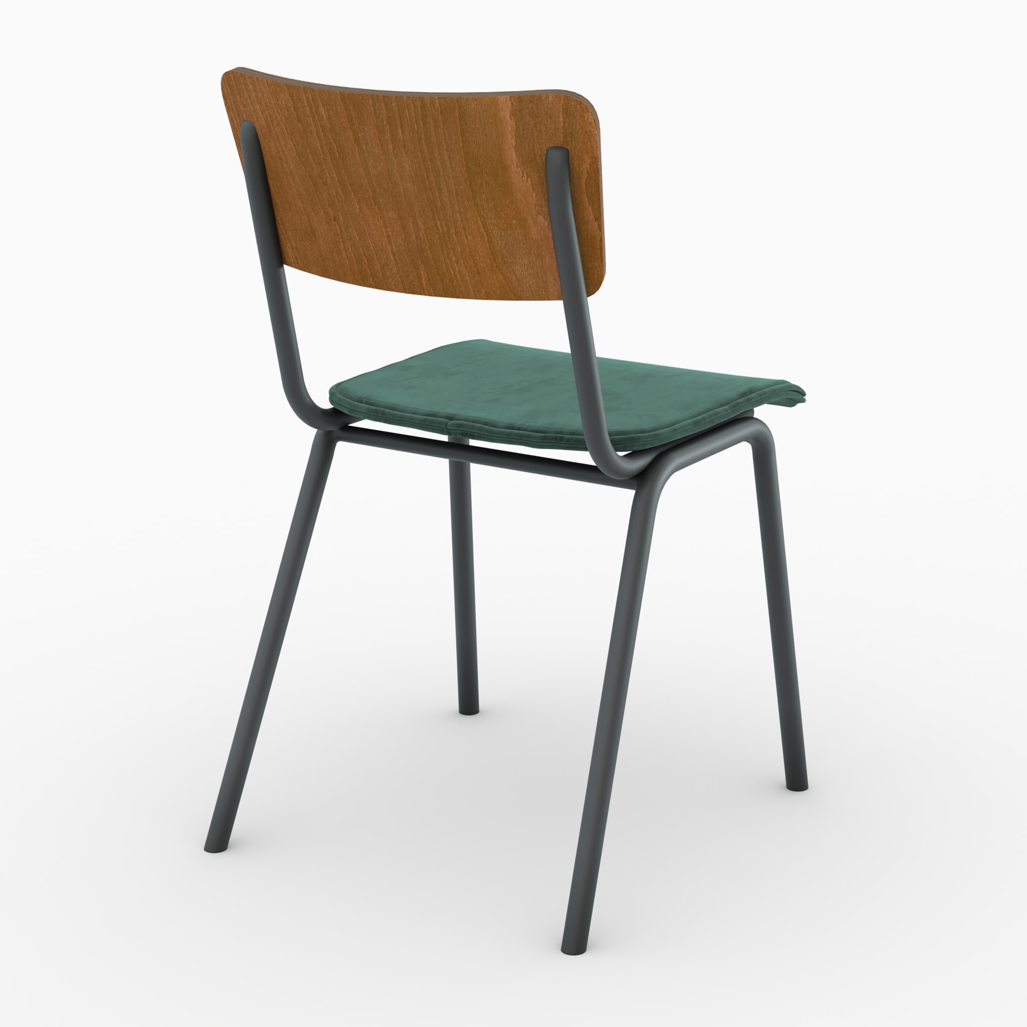 Lot de 2 chaises en bois foncé et velours vert - Nico