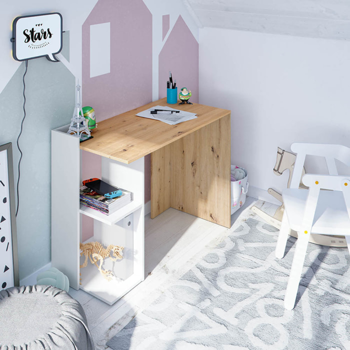 Mesa De Escritorio Reversible Kenia 78x100x52 Cm Roble Blanco Artik