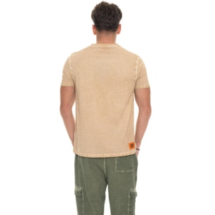 Camiseta de manga corta para hombre con efecto desgastado