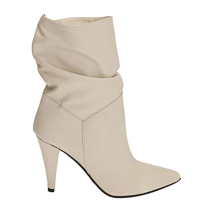 Ankle boots panna in pelle, tacco 10 cm