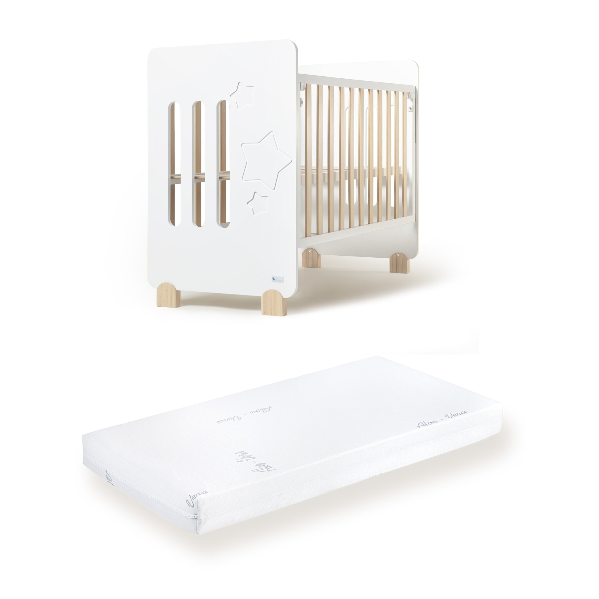 Cuna  Star Nature Blanca con Colchón