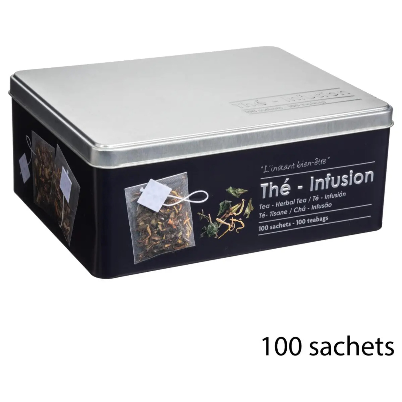 Boîte à thé 100 sachets métal "Black Edition" noir