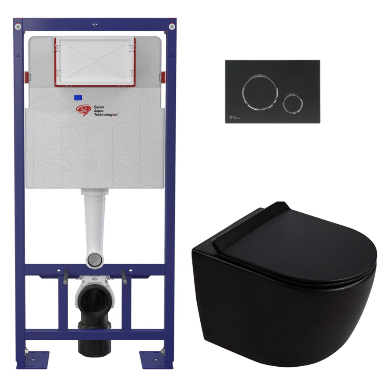 Pack WC bâti-support autoportant + WC suspendu sans bride Ceramia PixL avec abattant SoftClose + plaque (STCEPXBMT02-U)