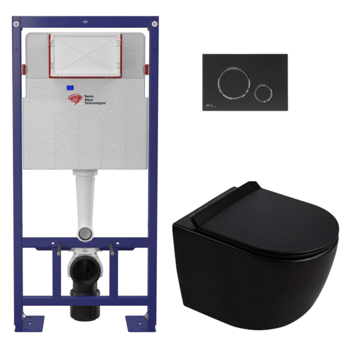 Pack WC bâti-support autoportant + WC suspendu sans bride Ceramia PixL avec abattant SoftClose + plaque (STCEPXBMT02-U)