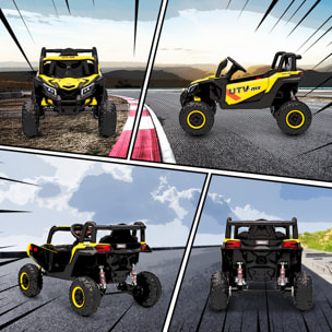 Buggy électrique enfant UTV 12V 7Km/h max. télécommande port USB nombreux effets jaune noir