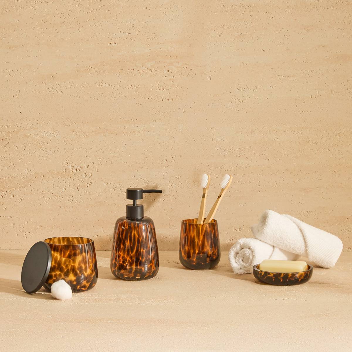 Distributeur de savon en verre Dotty 400ml flammes marron