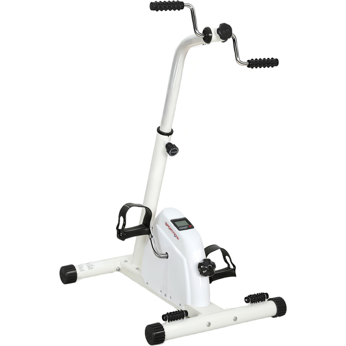 Vélo de rééducation bras et jambes réglable rouleaux massage écran LCD multifonction blanc