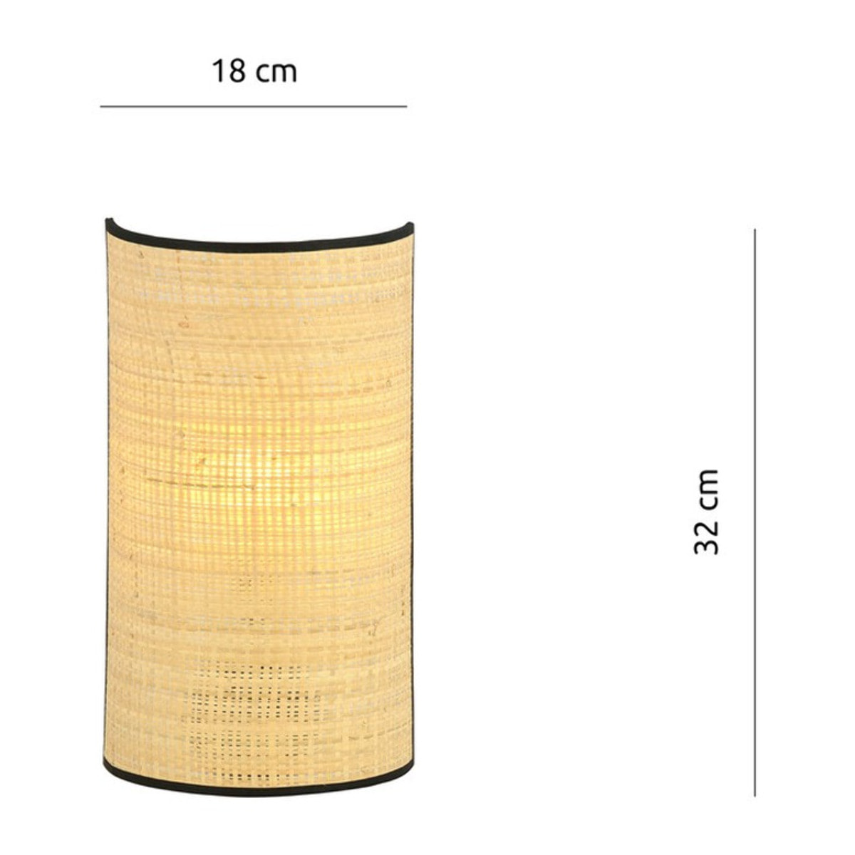 Lampada da parete Aston con paralume in rattan e struttura in acciaio