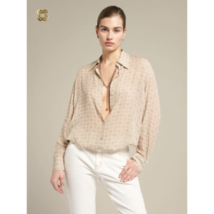 Elena Mirò - Camicia dalla stampa Monogram - Beige