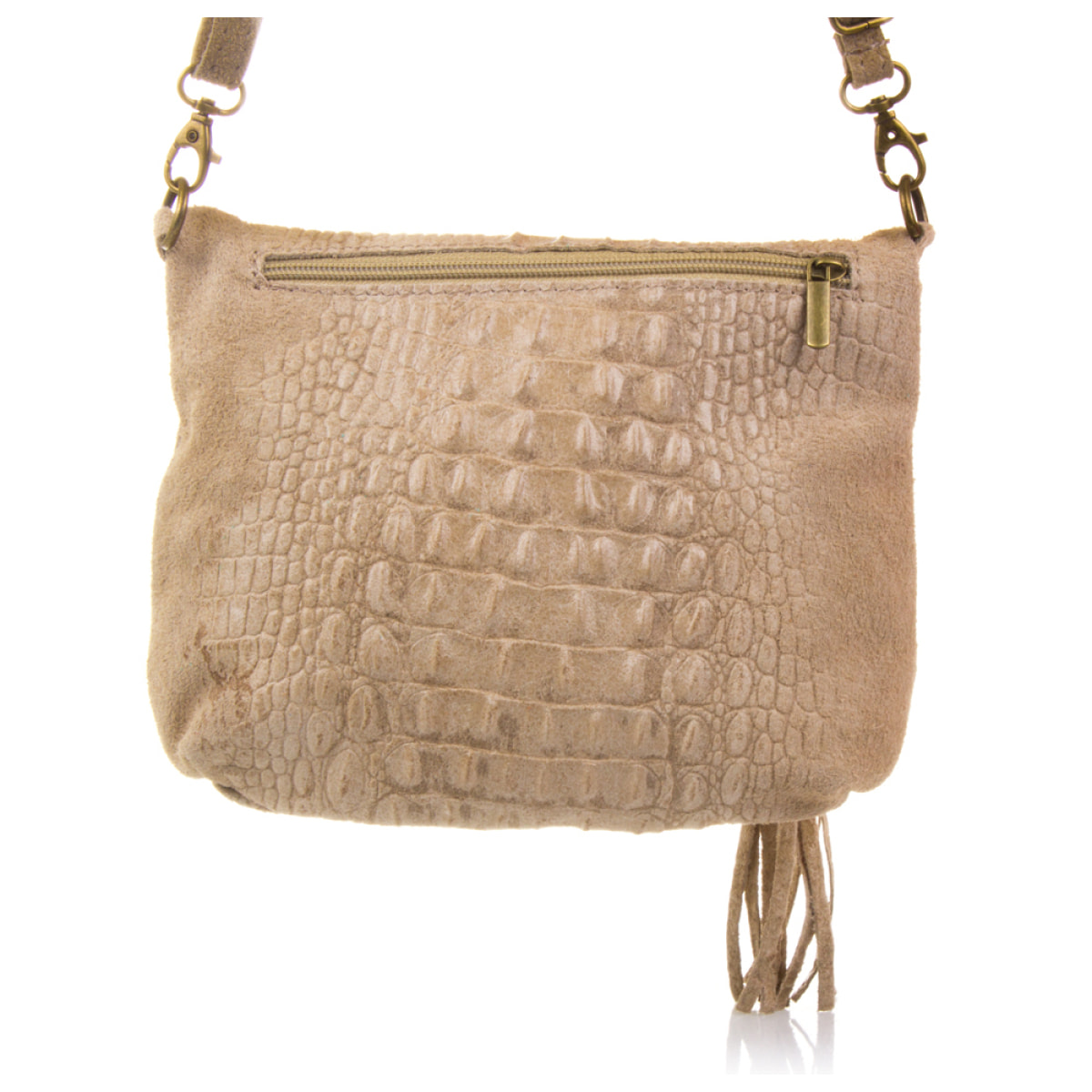 Cenerente Bolso bandolera Mujer.Piel auténtica Gamuza Grabado Cocodrilo