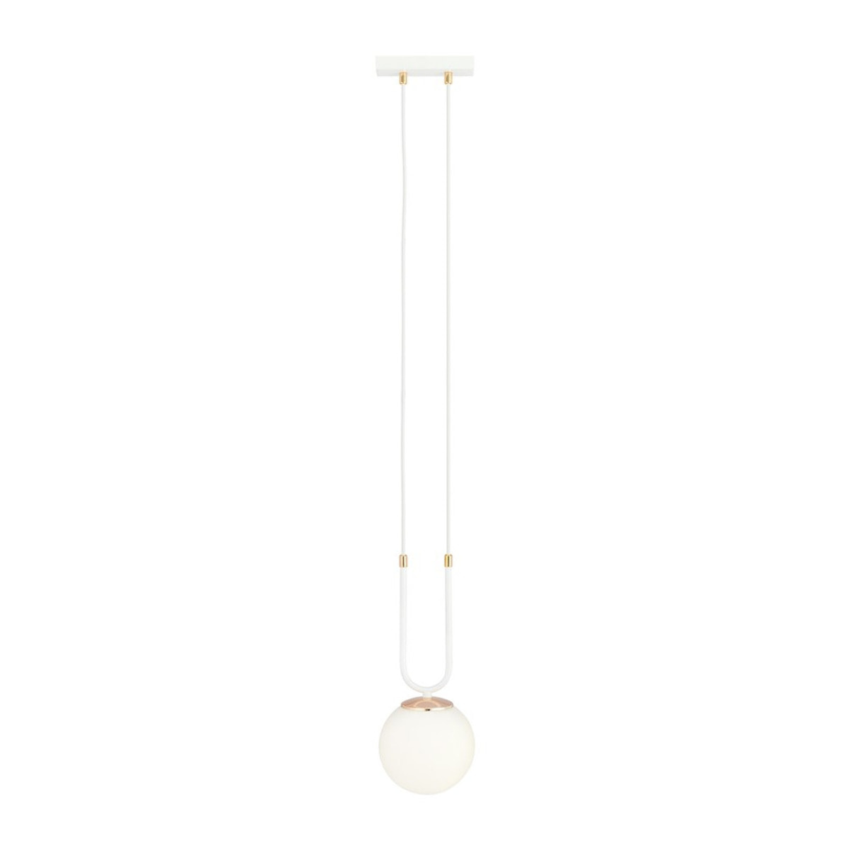 Lampada a sospensione GLAM in acciaio bianco opale e oro