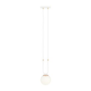 Lampada a sospensione GLAM in acciaio bianco opale e oro