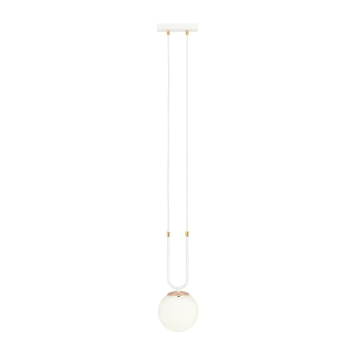 Lampada a sospensione GLAM in acciaio bianco opale e oro