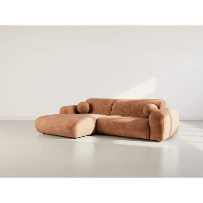 Louise - Canapé d'angle gauche 4 places en velours texturé - Terracotta