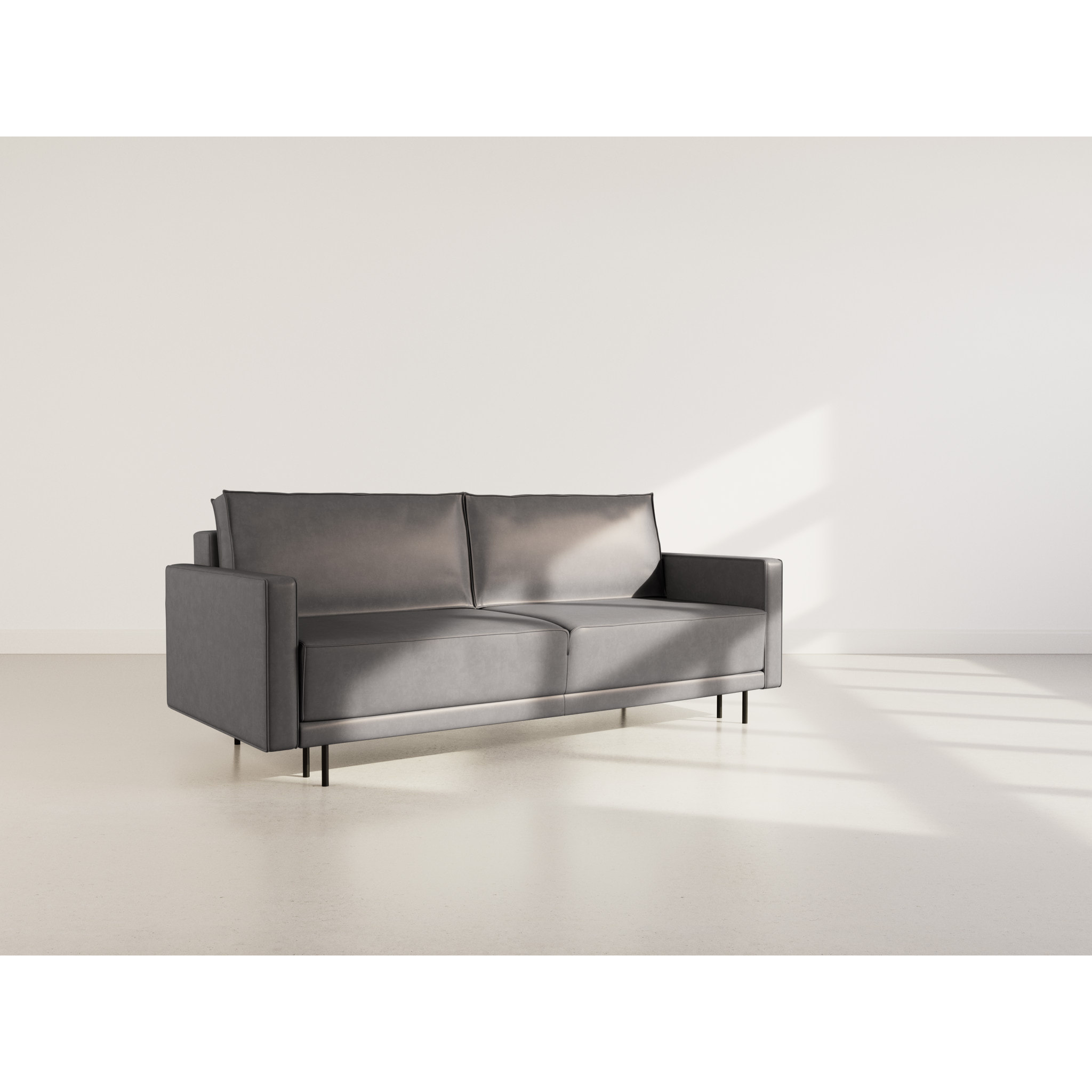 Charlie - Canapé droit 3 places convertible avec coffre en simili - Gris