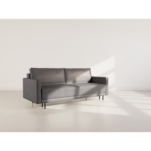 Charlie - Canapé droit 3 places convertible avec coffre en simili - Gris
