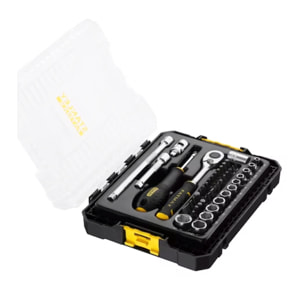 CAJA DE TOMAS STAKBOX M - ¼'' STANLEY JUEGO DE 48 PIEZAS - FATMAX - FMMT98101-0