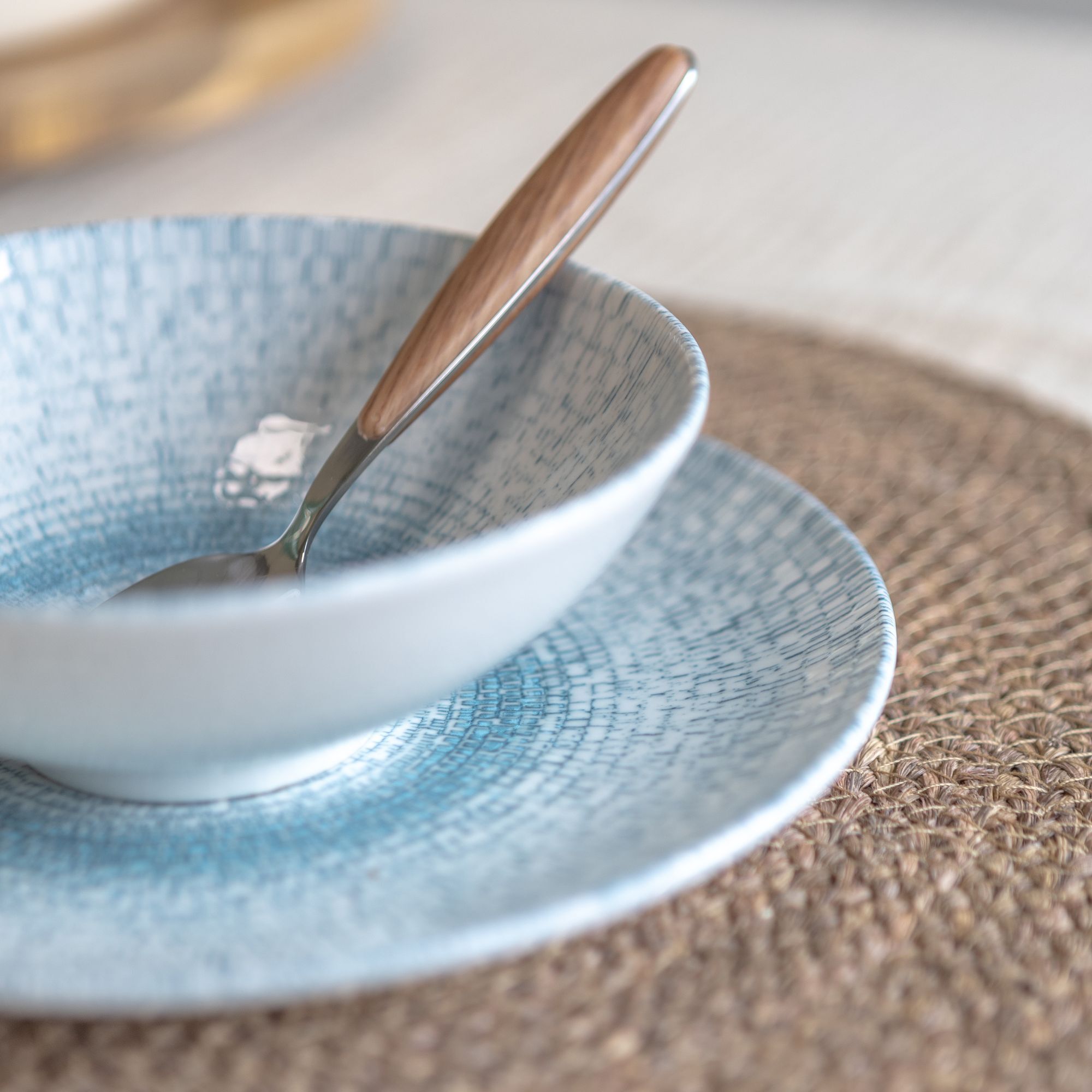 Lot de 6 coupelles en porcelaine blanche et bleue 15cm AQUA